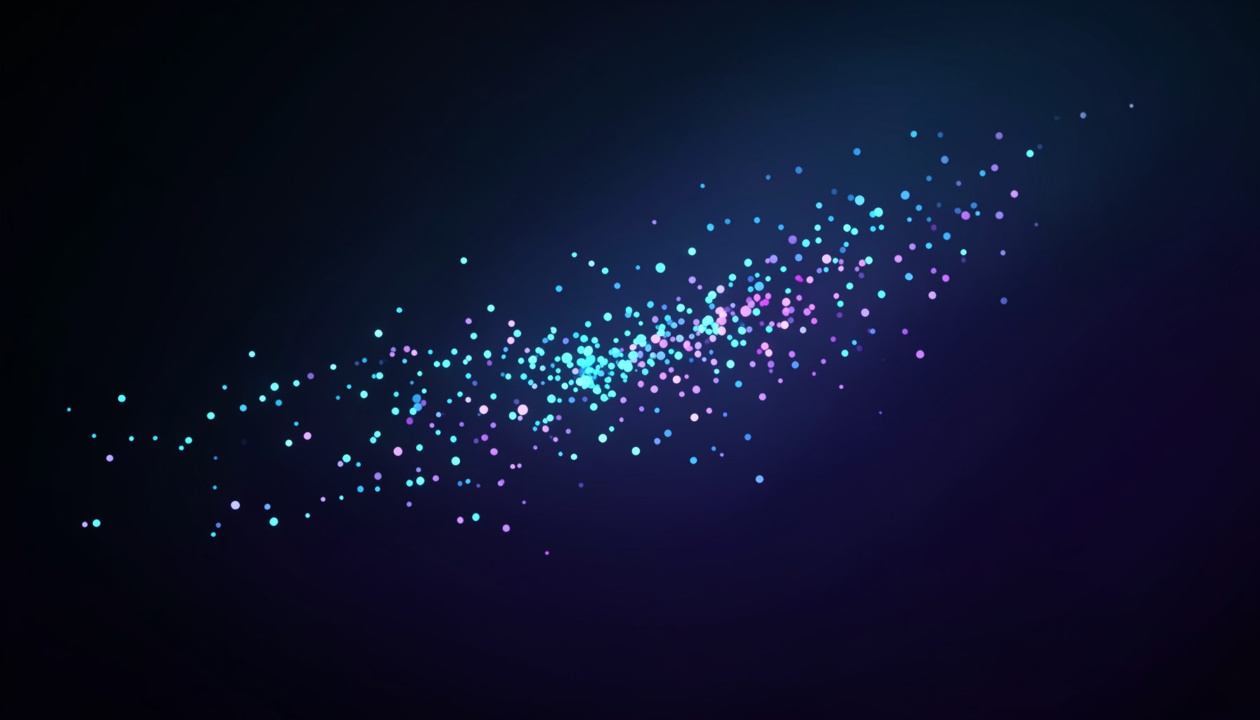 Abstract visualization of data points and error margins on a dark gradient background with soft blue and purple tones